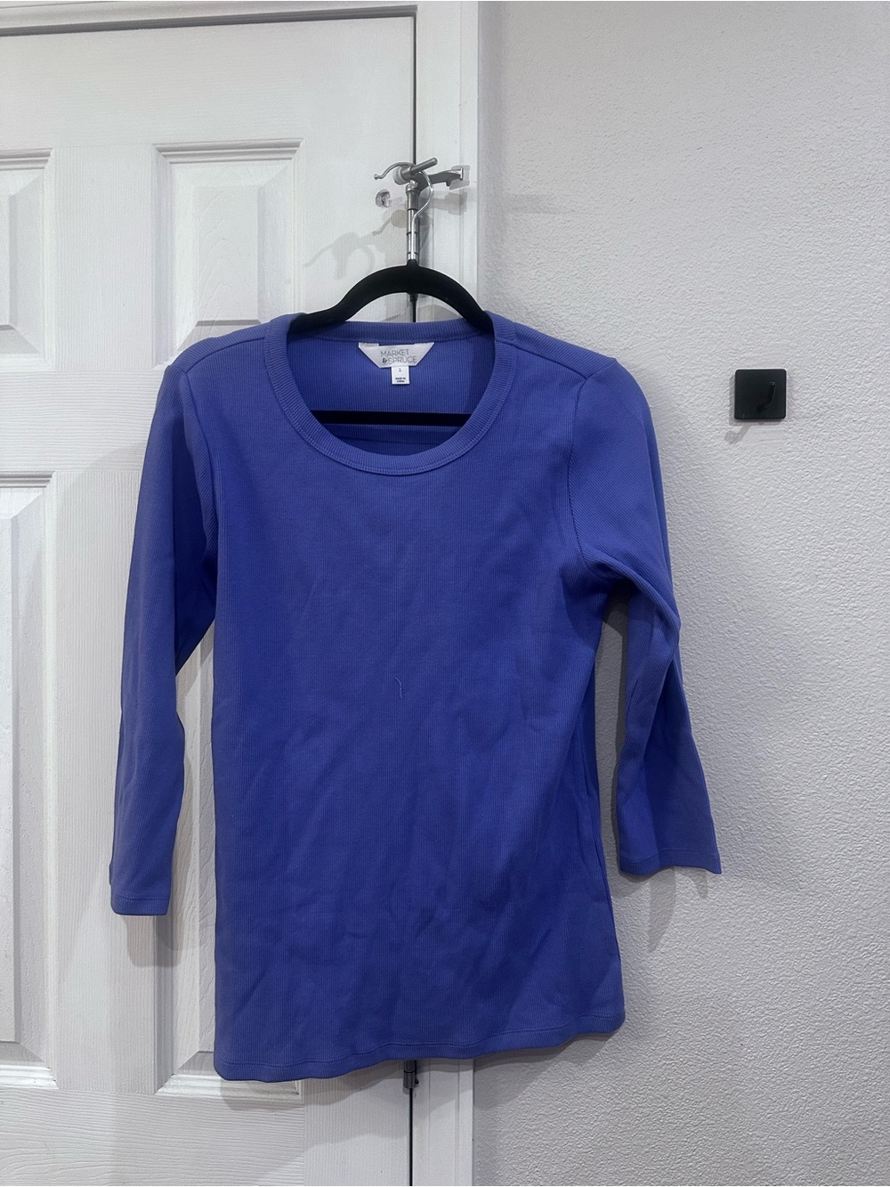 Market & Spruce Ribbed Scoop Neck Top - Purple and grey